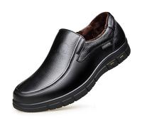 Premium Leather Men's Loafer Handmade Slip-On Dress Shoes for Men Genuine Leather Casual Shoes for Party Prom Wedding (9.5,Black Fleece)