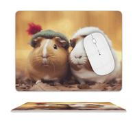 Premium Leather Mouse Pad Cute Guinea Pigs Printed with Non-Slip Base for Office Gaming, Waterproof 11.8"x9.8"