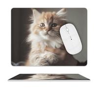 Premium Leather Mouse Pad Cute Kitty Printed with Non-Slip Base for Office Gaming, Waterproof 9.4"x7.9"