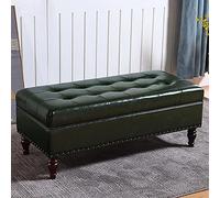 Premium Leather Ottoman Bench - Soft Cushion Seat, Solid Wood Shoe Bench, Footrest Stool for Living Room and Hallway