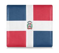 Premium Leather Registration and Insurance Card Holder Men Women Auto Glove Box Organizer for ID, Driver's License, Key Contact Information Cards Dominican Republic Flag