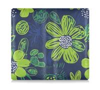 Premium Leather Registration and Insurance Card Holder Men Women Glove Box Compartment Organizer for Driver License, Cards & Essential Documents Flower Green Blue Pattern