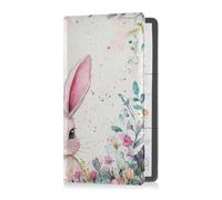Premium Leather Registration and Insurance Card Holder Men Women Wallet Accessories Case for Driver License, Cards & Essential Documents Bunny Rabbit Ears Floral Leaves Easter, Bunny Rabbit Ears