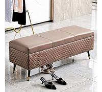 Premium Leather Storage Bench Modern Upholstered End of Bed Bench for Entryway Stylish Brown Furniture 120x40x45cm (47x16x18in) Perfect for Bedroom Storage