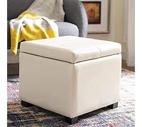 Premium Leather Storagecube,Modern Square Footrest Couch Stool For Living Room Bedroom,Comfy Resting Foot Stoolseat,Ivory White,45X45X42Cm,Ivory White,45x45x42cm