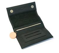 Premium Leather Tobacco Pouch - Magnetic Buttons - Double Paper & Filter Compartment - Handmade Cigarette Case Bag for Rolling Tobacco (Black)