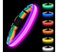 Premium LED Dog Collar for Night Walking - Light up Dog Collar Cycle 7 Solid Colors - Lighted Dog Collars USB C Rechargeable - Waterproof Glow in The Dark Dog Collars - Adjustable, Fashion, Safety(M)