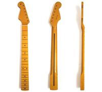 Premium Left-Handed Maple Guitar Neck - Compatible with Fender ST/Lefty ST Style, 21 Medium Jumbo Frets, 14" Radius, Gloss Yellow Maple Fingerboard, Canadian Maple Bolt-On Neck