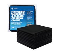 Premium Lens Glasses Cleaning Cloth by Microfiber Wholesale | Black | 6”x6” | 10pk | Soft Microfiber Suede | Travel Size Reusable | No Lint Scratch-Free Durable | Lenses Glasses Phones