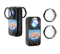 Premium Lens Guard for Insta360 X6, PC/Optical Glass Lens Protector Cover for Insta360 X6 Protective Lens Cover Snap-On Anti-fog Anti-Scratch Camera Lens Cap Accessories (Glass)