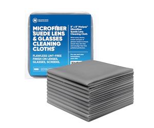 Premium Lenses Screen Cleaning Cloth by MicrofiberWholesale Gray Super Soft Microfiber Suede Compact Size Reusable No Lint Scratch-Free Durable for Lenses Screens iPads 8x8in 10pk