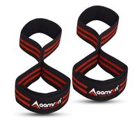 Premium Lifting Cuffs Wrist Straps, Figure 8 Shape, Made of Tough Nylon (Red)