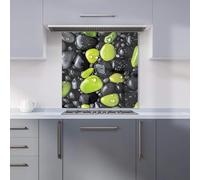 Premium Lime and Charcoal Pebble Harmony Kitchen Splashback 6mm Toughened Glass Kitchen Splashback - Heat Resistant Splashback for Kitchens, Perfect for Cookers and Hobs, Polished Edges