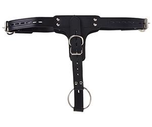 Premium Locking Leather Cock Ring and Anal Plug Harness