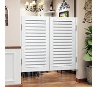Premium Louvered Café Doors - Solid Wood Swinging Door with Auto Close, Western Style Batwing Bar Door, Includes Hinges, Perfect for Cafés & Restaurants (W85xH70cm/34x28in, White)