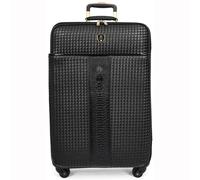 House Of Leather Premium Luggage Black Croc-Embossed Lightweight 4 Wheel Spinner Suitcases with Stabilizers Midnight (Black, Medium)