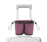 Premium Luggage Travel Cup Organizer - Elastic 6.3x4.7x3.1 Inch Oxford luggage Accessories with Zippered Pocket for Suitcase, Phone, Fits Most Roll-On Handles (Black/Gray/Hot Red/Dark Blue), Hot Red
