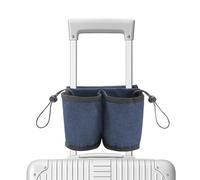 Premium Luggage Travel Cup Organizer - Elastic 6.3x4.7x3.1 Inch Oxford luggage Accessories with Zippered Pocket for Suitcase, Phone, Fits Most Roll-On Handles (Black/Gray/Hot Red/Dark Blue), Dark Blue