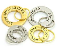Premium ¦ Luxury ¦ Robust ¦UK Laser Engraved Pet Tags. Brushed 32mm Brass Finish. 2 Sizes to Suite Medium to Large Dogs. Both Sides Engraved