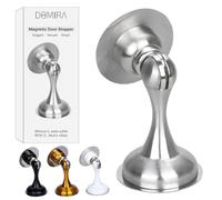 Premium Magnetic Door Stop - Heavy Duty Floor Mounted Doors Stoppers for Walls & Floors - Strong Magnetic Catch, Adhesive Fitting, Rubber Stops, Wall Protector, Chrome Door-Stops