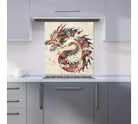 Premium Majestic Chinese Dragon Swirl Kitchen Splashback 6mm Toughened Glass Kitchen Splashback - Heat Resistant Splashback for Kitchens, Perfect for Cookers and Hobs, Polished Edges