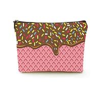 Premium Makeup Bag Women Linen Travel Cosmetic Bags,Dark Black Chocolate Dessert, Durable Cosmetic Case