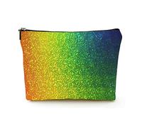 Premium Makeup Bag Women Linen Travel Cosmetic Bags,Dark Multi-Colored Background, Durable Cosmetic Case