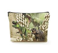 Premium Makeup Bag Women Linen Travel Cosmetic Bags,Dinosaurs Broke Through The Wall, Durable Cosmetic Case