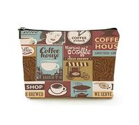Premium Makeup Bag Women Linen Travel Cosmetic Bags,Morning Coffee, Durable Cosmetic Case