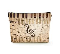 Premium Makeup Bag Women Linen Travel Cosmetic Bags,Paper Background with Note Sings on it, Durable Cosmetic Case