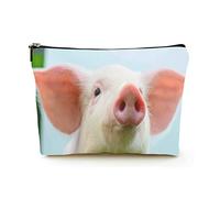 Premium Makeup Bag Women Linen Travel Cosmetic Bags,Pig with Big Ears, Durable Cosmetic Case