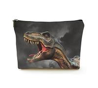 Premium Makeup Bag Women Linen Travel Cosmetic Bags,Tyrannosaurus rex in The Storm, Durable Cosmetic Case