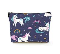 Premium Makeup Bag Women Linen Travel Cosmetic Bags,Unicorn Rainbow Clouds Stars and Sparks, Durable Cosmetic Case
