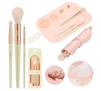 Premium Makeup Travel Brush 4 Pcs, Portable Cosmetic Brushes Kit for Lip, Eyeshadow, Foundation, Travel Friendly & Vegan-Free, Soft Handle, for Flawless Makeup Application, Gift for Women