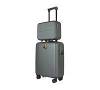 Premium Makeup Travel Case + Small Cabin Suitcase 2 Pcs Set, 100% German Covestro Polycarbonate, Excellent Organisation & Wet/Dry Separation, Cosmetic Organiser & 4 Wheel Hand Luggage - Trench Teal