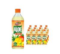 Premium Mango Flavored Aloe Vera Drink with Real Natural Aloe Pieces - 12 x 500ml PET Bottles in Bulk Carton - Sweet, Refreshing, Gluten-Free & Lactose-Free Tropical Beverage