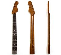 Premium Maple Guitar Neck for Fender ST Style Canadian Maple Tiger-Stripe Neck- 22 Fret Bolt-On C Shape Neck Medium Jumbo Frets, 14" Radius, Rosewood Fingerboard Guitar Neck