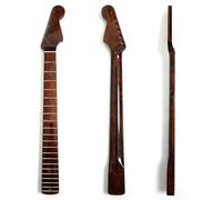 Premium Maple Guitar Neck for Fender Strat-Style Guitars,Matcha Tiger Stripe Finish, Maple Fingerboard, Adjustable Truss Rod,21 Medium Jumbo Frets,Bone Nut-Compatible with Squier Strat Style Guitar