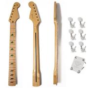 Premium Maple Guitar Neck for Fender Stratocaster - 22 Medium Jumbo Frets, 14" Radius, Pyramid Inlays, High Gloss Natural Finish, ST-Style Replacement