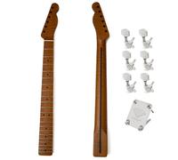 Premium Maple Guitar Neck for Fender Telecaster One-Piece Maple Guitar Neck 21 Medium Jumbo Frets Matte Tiger Stripe Finish, 42mm Nut Width 14-Inch Radius Neck Includes Chrome Tuners & Neck Plate
