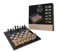 Premium Marble Chess Set for Adults - Luxury Home Decor Board Game | Handcrafted Marble Chess Board & Pieces | Family Table Décor 12 Inch Black and Coral