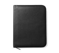 Premium Maruse Leather Portfolio Padfolio - Executive Folio for Men and Women with Zipper, Folio Document Organizer, Laptop Sleeve, iPad Case and Folder - Made in Italy, Black