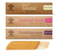 Premium Masala Incense Sticks Set Frankincense, Natural Rose & Royal Sandalwood 20g Natural Hand Rolled Agarbatti for Meditation, Yoga, Prayer & Home Fragrance Pack of 3
