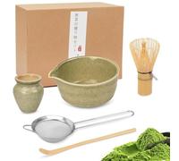 Premium Matcha Tea Set with Bamboo Whisk, Ceramic Bowl, Scoop & Holder - Complete Matcha Making Kit for Traditional Japanese Tea Ceremony - Ideal Matcha Gift Set for Beginners and Enthusiasts