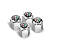 Premium Material Tyre Valve Stem Caps for Alfa Romeo Giulia Quadrifoglio 2020 2021 2022, Leak Proof Wheel Dust Covers, Car Accessories, Tire Valve Caps, Durable Valve Stem Covers,Silver