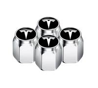 Premium Material Tyre Valve Stem Caps for Tesla Model X 2015 2016 2017 2018 2019 2020 2021, Leak Proof Wheel Dust Covers, Car Accessories, Tire Valve Caps, Durable Valve Stem Covers,Silver