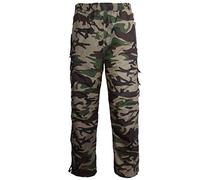Premium Mens Thermal Fleece Lined Trousers, Super Soft Casual Camouflage Cargo Combat Elasticated Waist Full Length Regular Fit Work Smart Men Bottoms Pants, Green Camo3XL