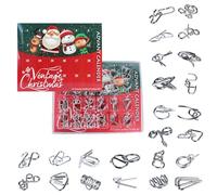 Premium Metal Advent Calendar Set 24 Days Educational Christmas Toys with Detachable Ornaments & Brain Teaser Challenges