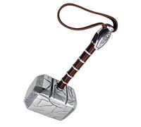 Premium Metal Broken Mjolnir Hammer Roleplay Collectible 1:1 Full Scale Replica Cosplay Prop with Display Base, Grey, Default