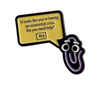Premium Metal Collectible Pin - “It looks like you’re having an existential crisis. Do you need help? Yes” Yellow Speech-Bubble & Cartoon Face - Durable Iron-Like Metal Enamel Lapel Pin - Humor